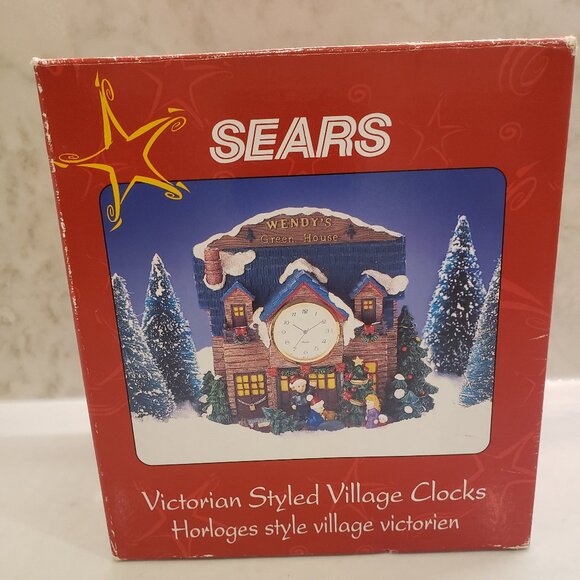 Sears Victorian Styled Village Clocks Wendy's Green House Christmas Village - Picture 1 of 9